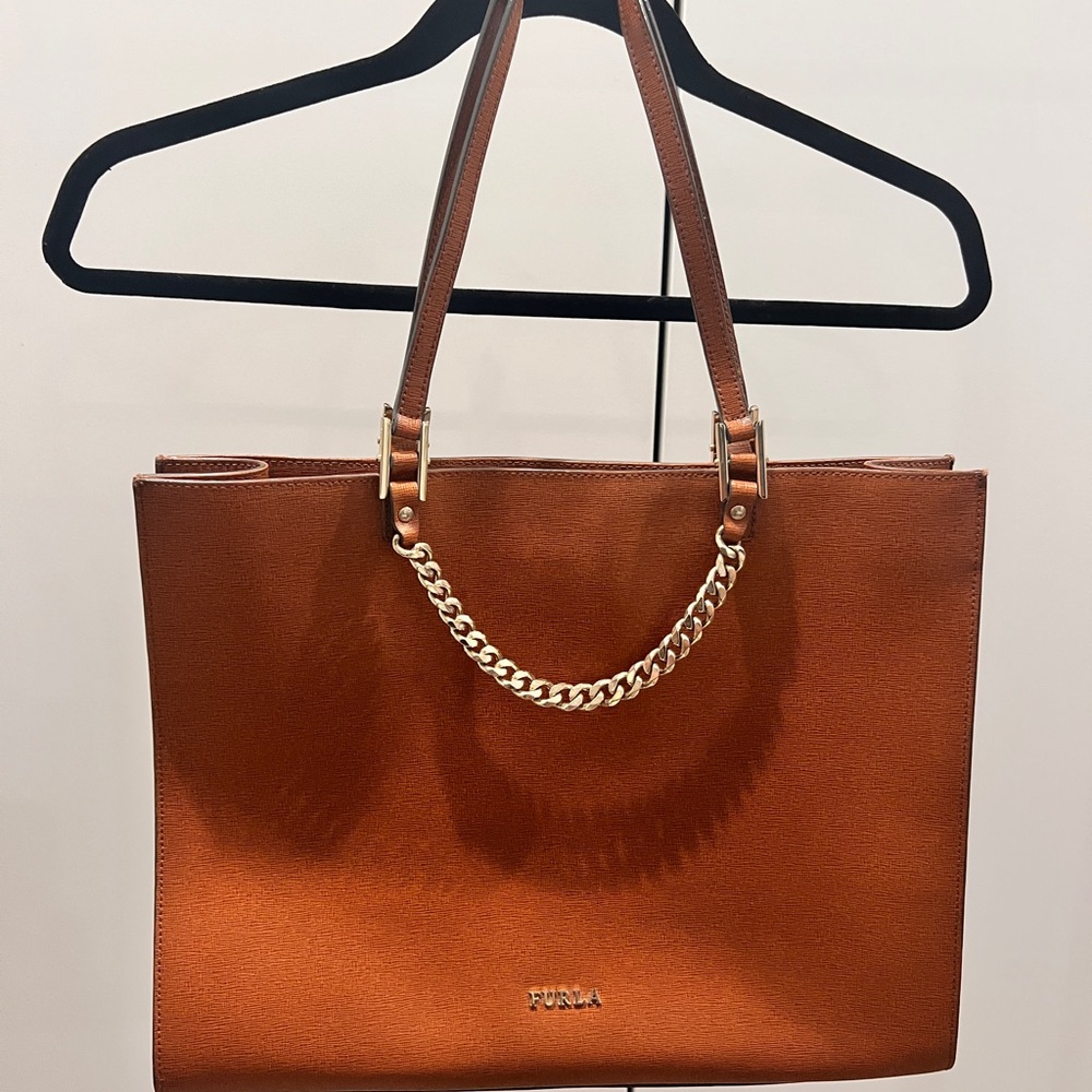 Gorgeous Furla Brown Leather Tote Bag